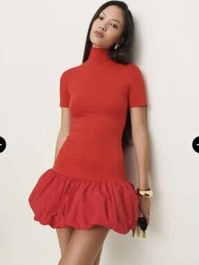 Reformation Dana Knit Dress Red Small NWOT